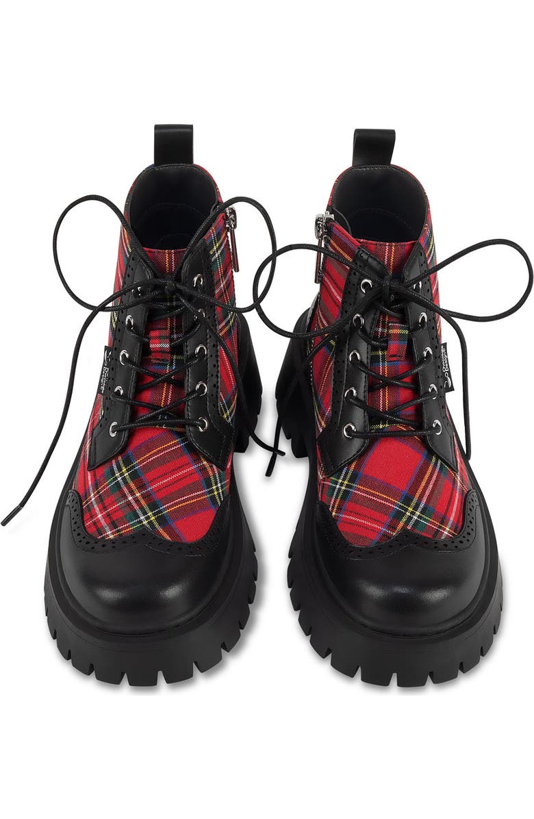 Hot Chocolate Design Red-Tartan Chunky Platform Boots, Alternate, color, Red Tartan