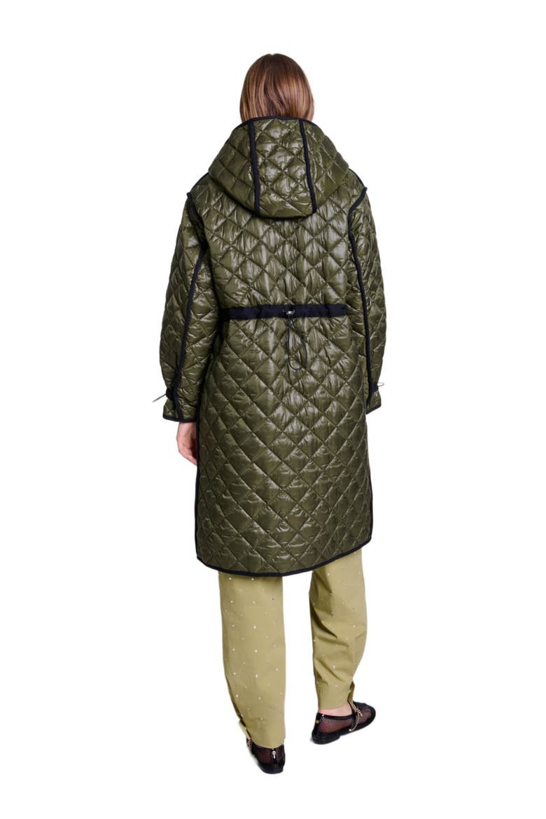 Contrast quilted puffer jacket, Alternate, color, Khaki