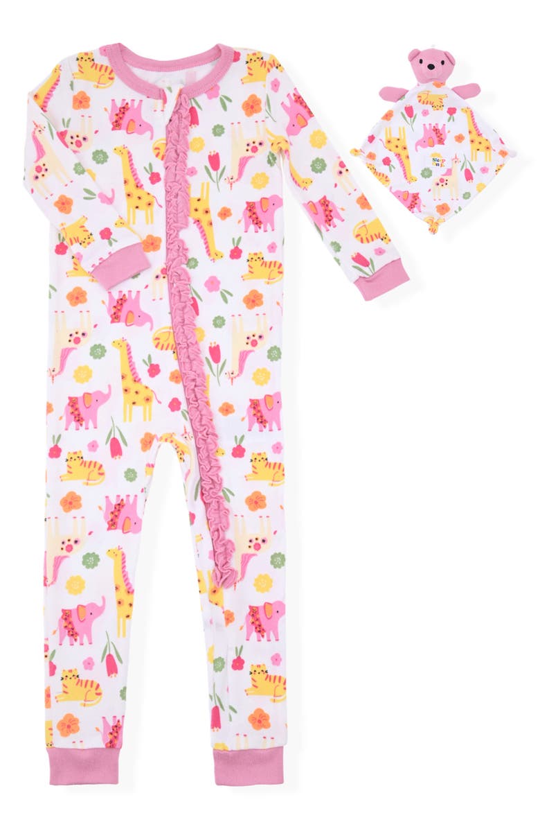 SLEEP ON IT Fitted One-Piece Pajamas & Snuggle Buddy Blanket Set, Main, color,