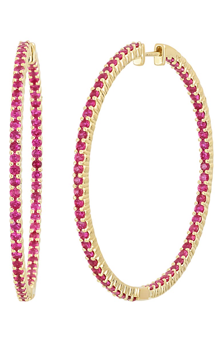 Bony Levy Large El Mar Inside Out Hoop Earrings, Main, color, 18K Yellow Gold - Ruby