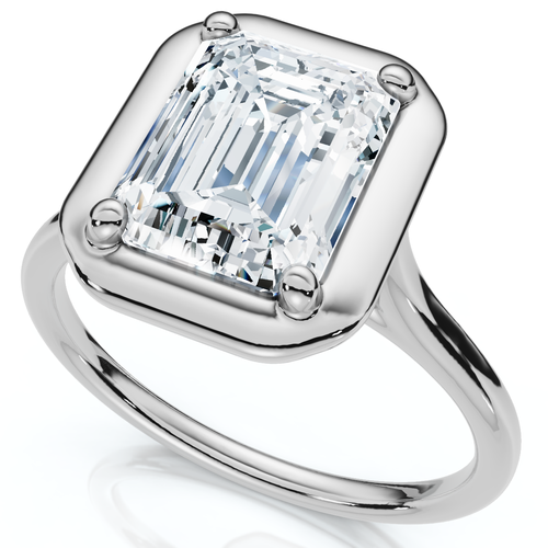 Bliss Diamond Certified 2ct Emerald Cut Adriana Diamond Engagement Ring 14k Gold Lab Grown In White