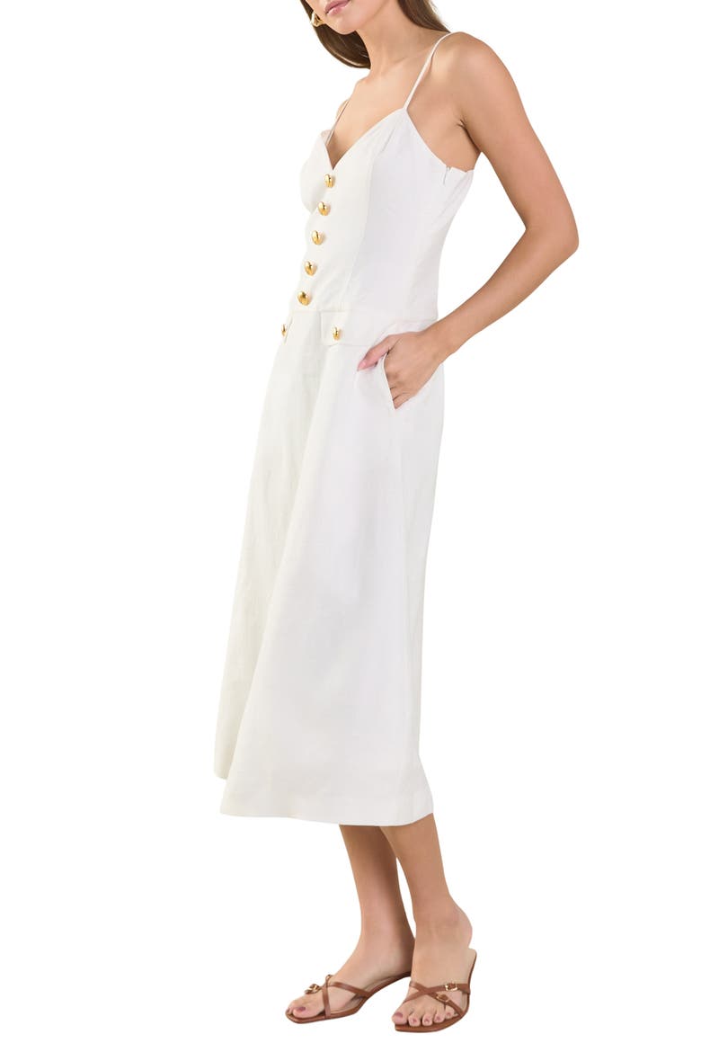 Linen Midi Dress, Alternate, color, IVORY