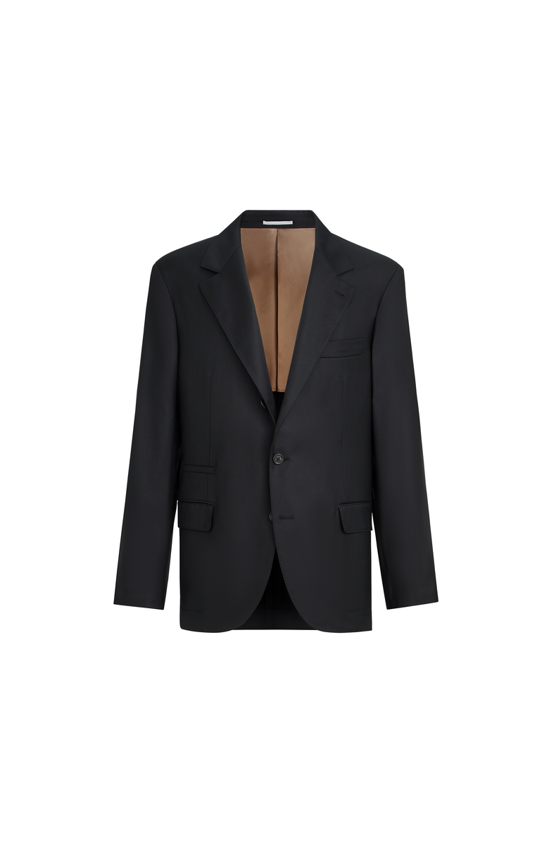 Brunello Cucinelli Super 150s virgin wool four season batavia twill blazer, Main, color, Black