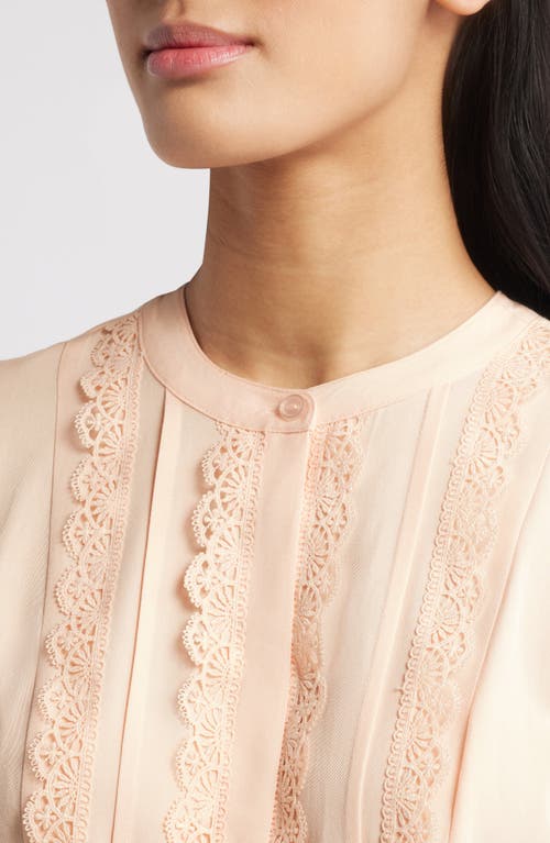 Wit & Wisdom Embellished Cap Sleeve Button-up Shirt In Pale Peach