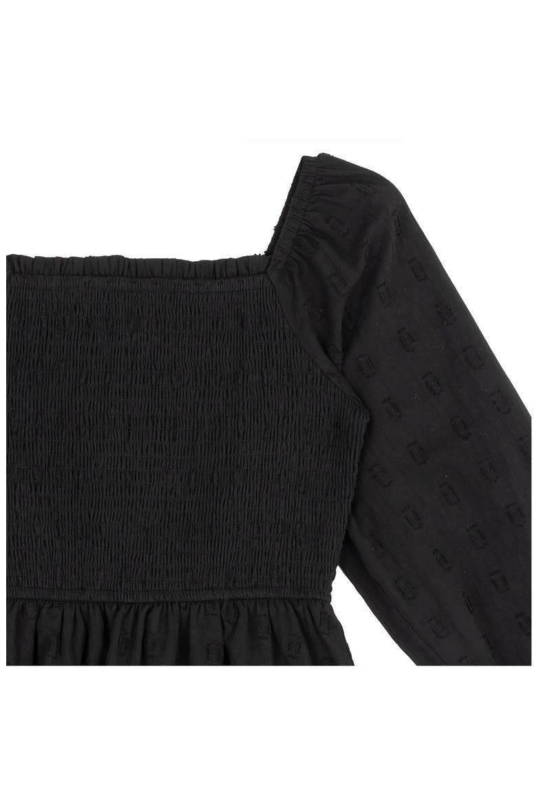 Kids' Textured Woven Clip Dot Dress, Alternate, color, BLACK