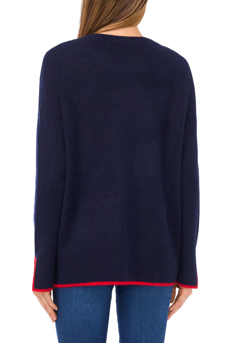 Embroidered Heart Tipped Sweater, Alternate, color, CLASSIC NAVY