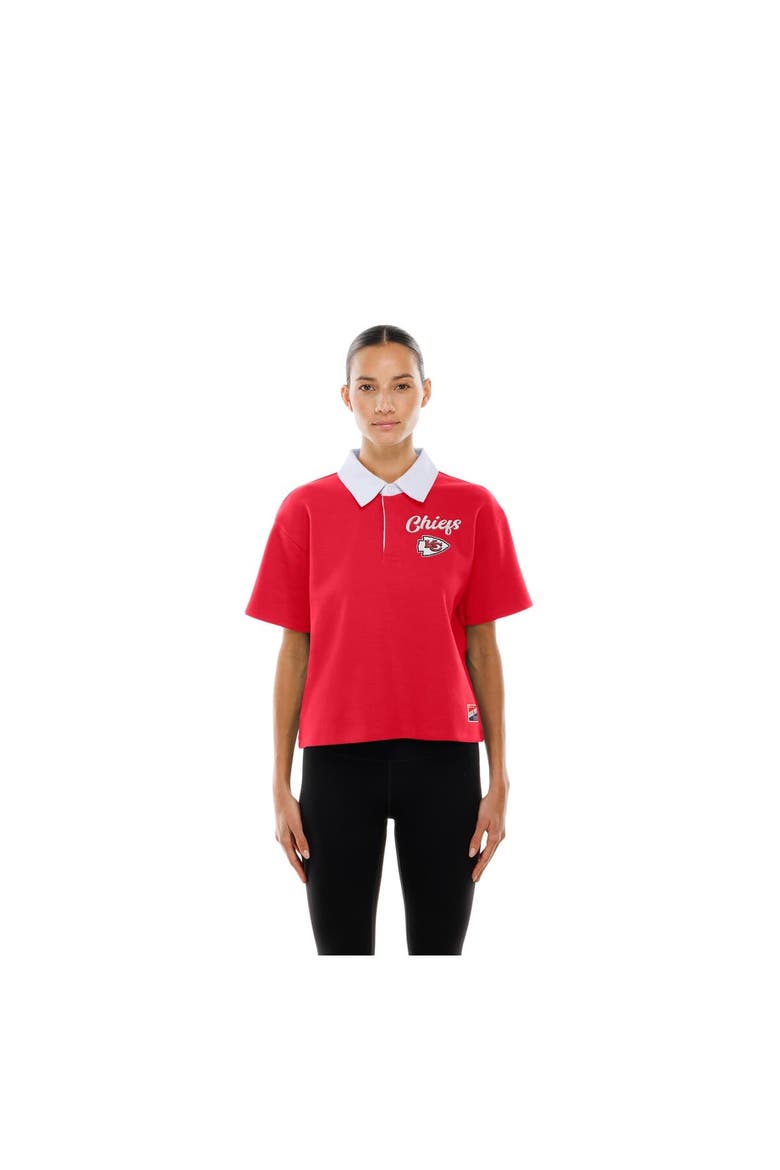 Women's New Era Red Kansas City Chiefs Throwback Boxy Cropped Polo, Alternate, color, Red