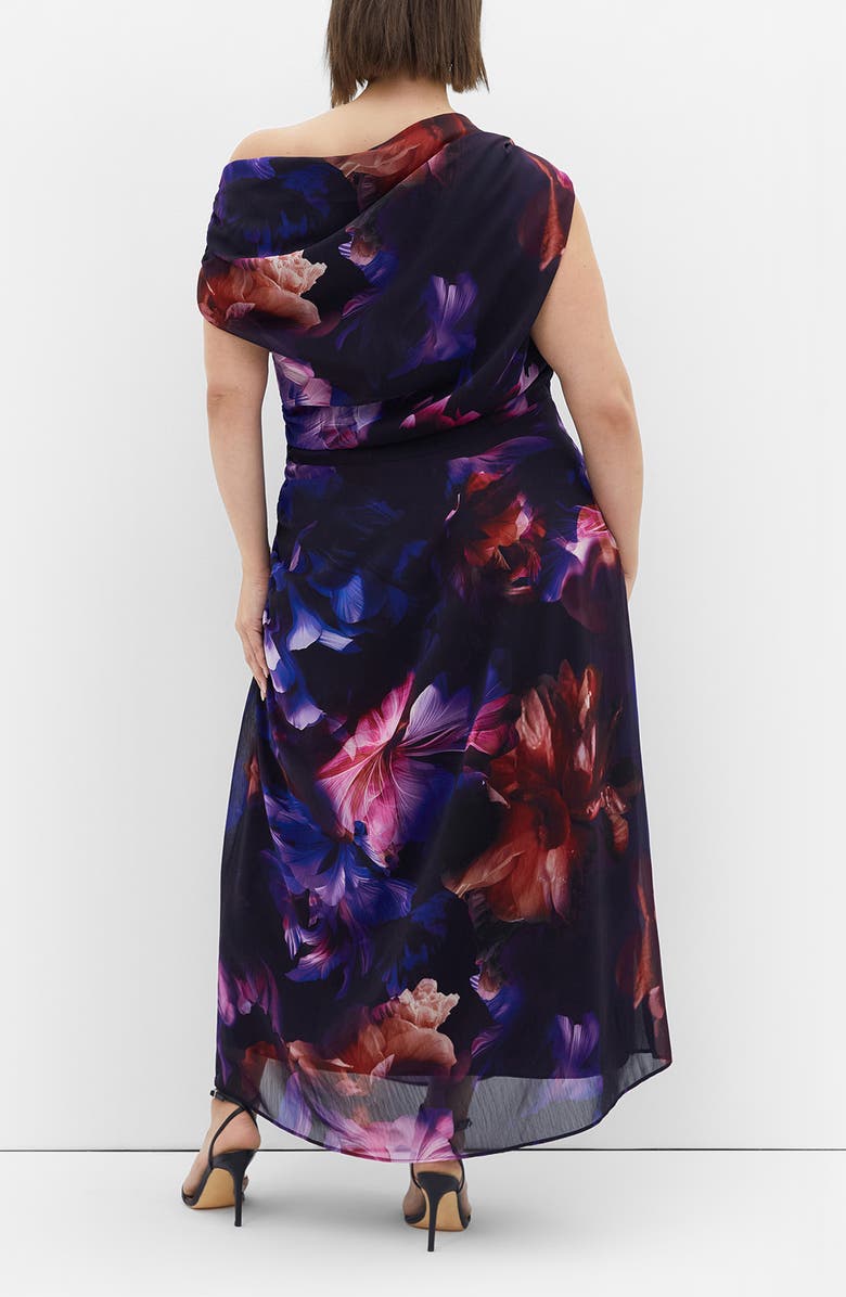 City Chic Vivid Floral One-Shoulder Maxi Dress, Alternate, color, Vivid Floral