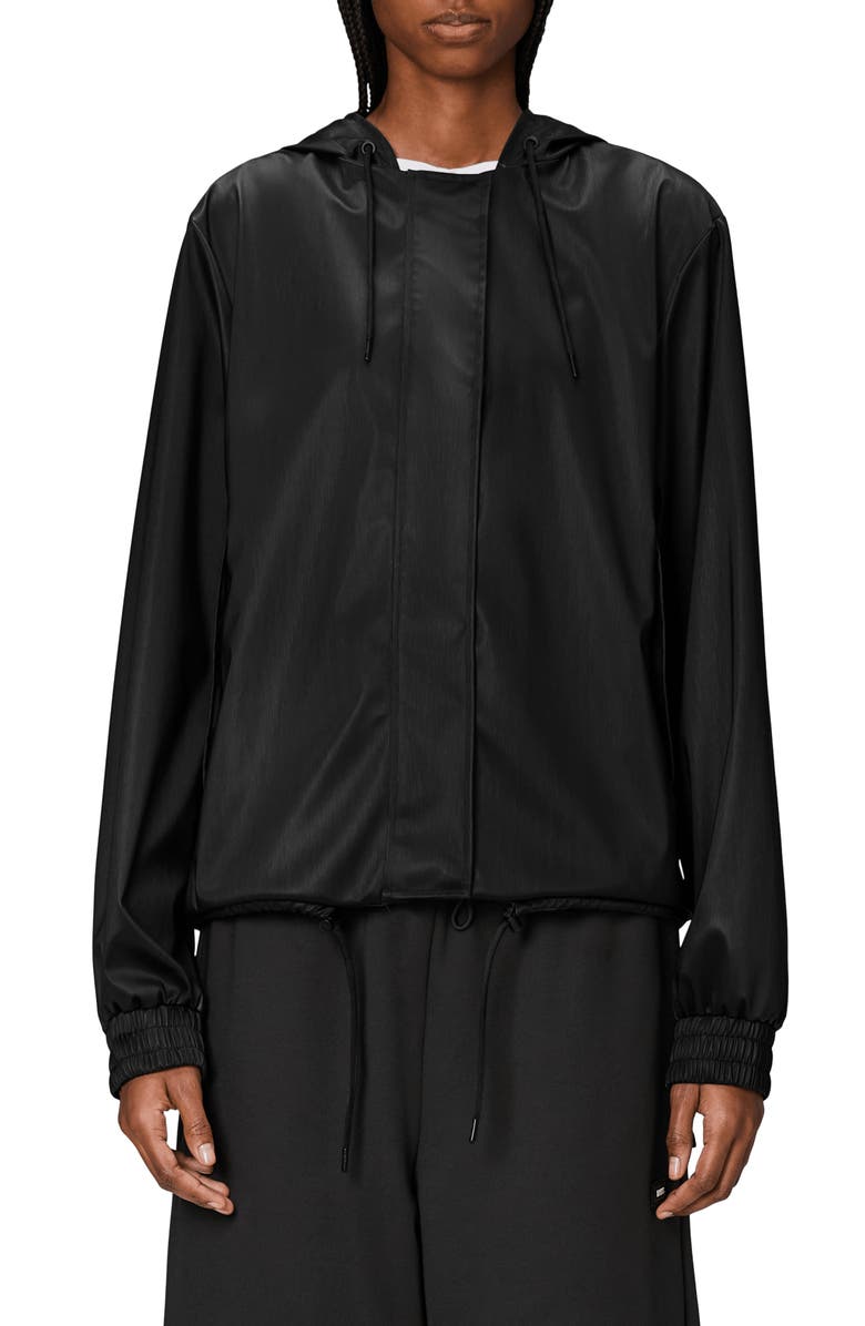 Rains Waterproof Hooded Rain Jacket, Main, color, Black Grain