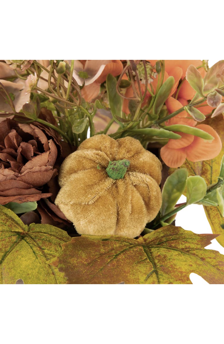 Northlight Floral and Pumpkin Wooden Box Fall Harvest Decoration - 10" x 8" - Orange and Brown, Alternate, color, Orange