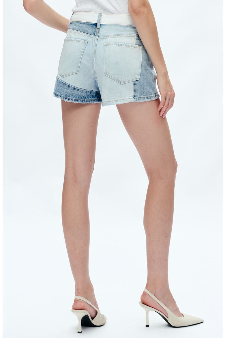 Elsa Patchwork Cut Off Denim Shorts, Alternate, color, LIGHT BLUE