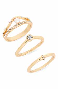 Faux Pearl & Stone Ring