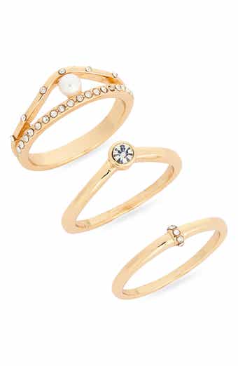 Faux Pearl & Stone Ring