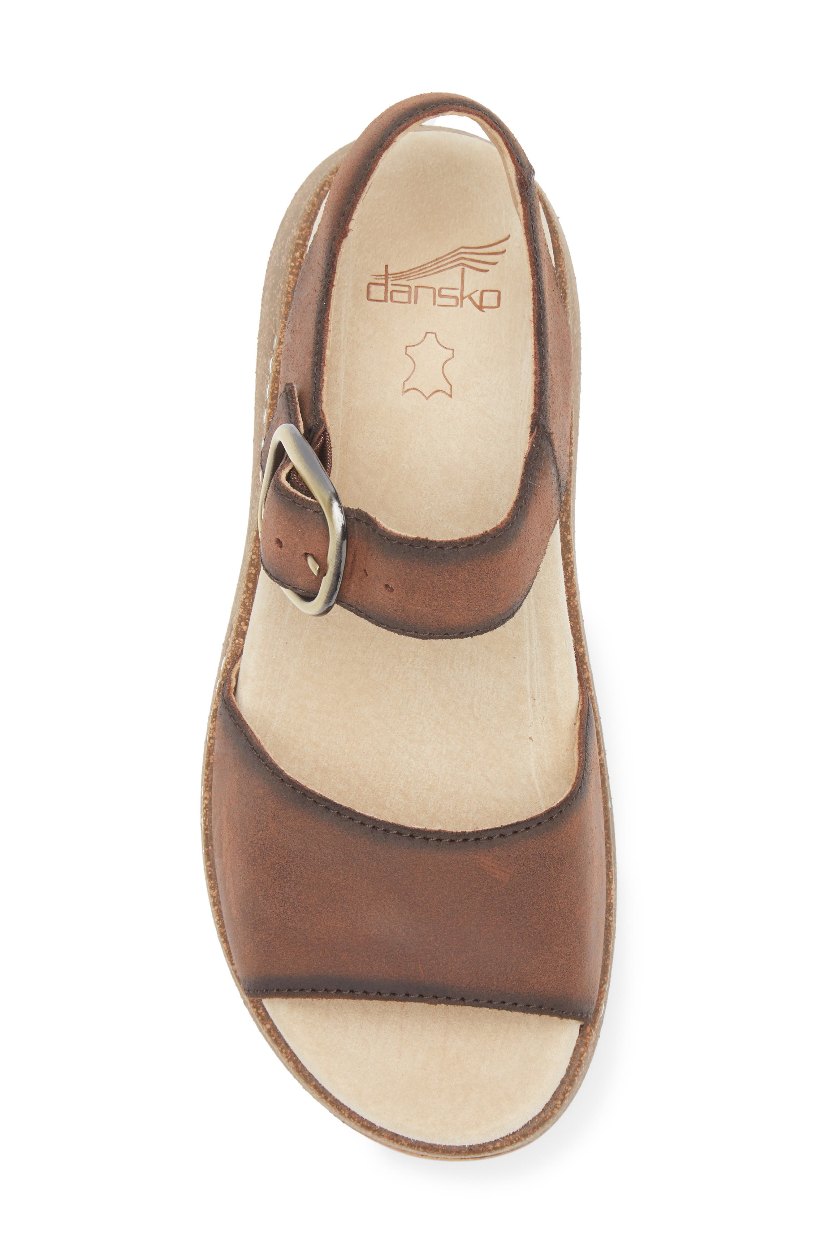 Dansko Bianca Platform Wedge Sandal, Alternate, color, Brown