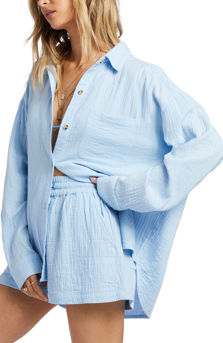 Billabong Right On Cotton Gauze Cover-Up Shirt, Alternate, color, 