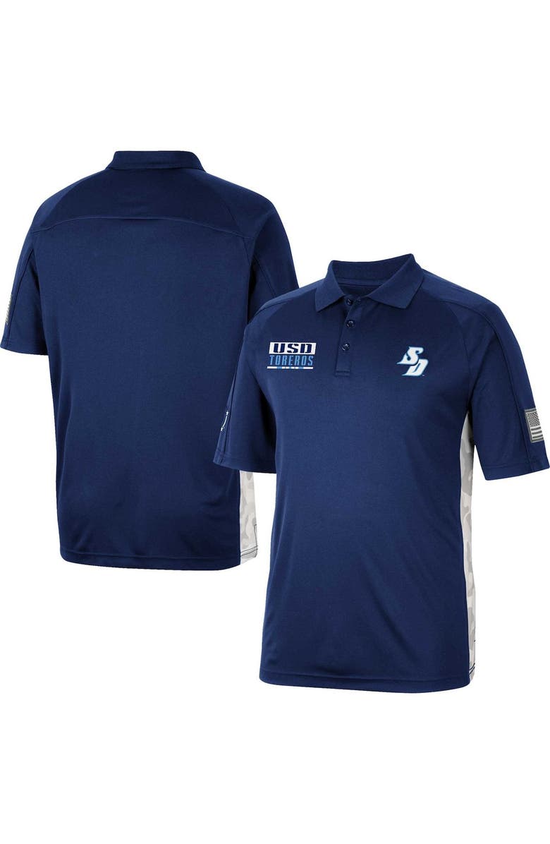 COLOSSEUM Men's Colosseum Navy San Diego Toreros OHT Military Appreciation Snow Camo Polo, Alternate, color, 