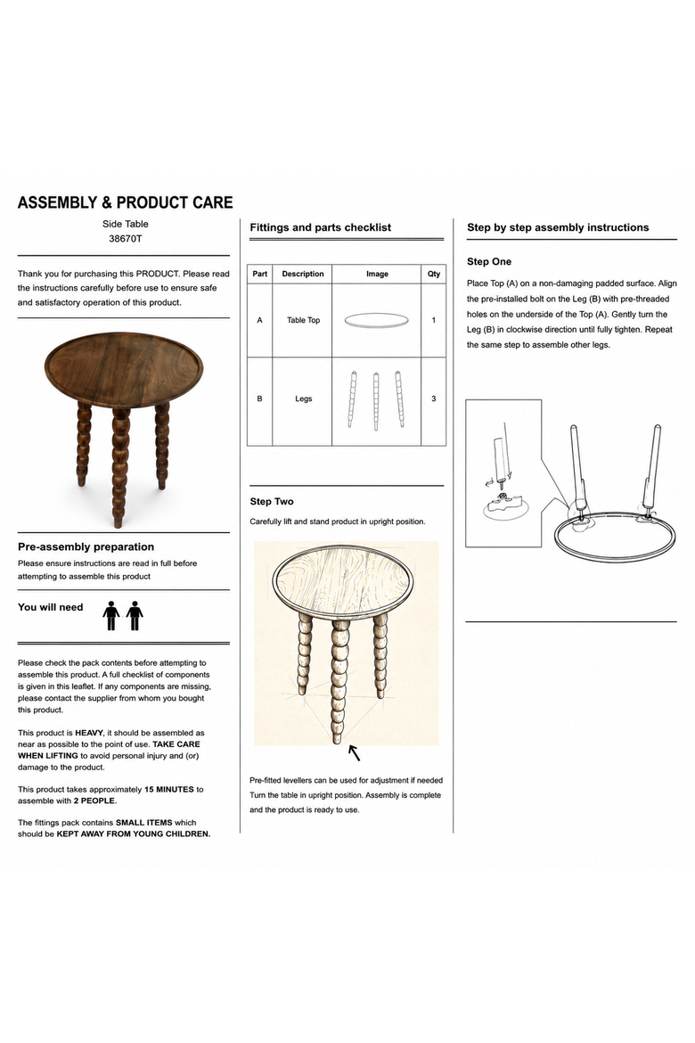 Mango Wood Round Accent Table with Metal Legs, Knockdown, Alternate, color, Dark Brown