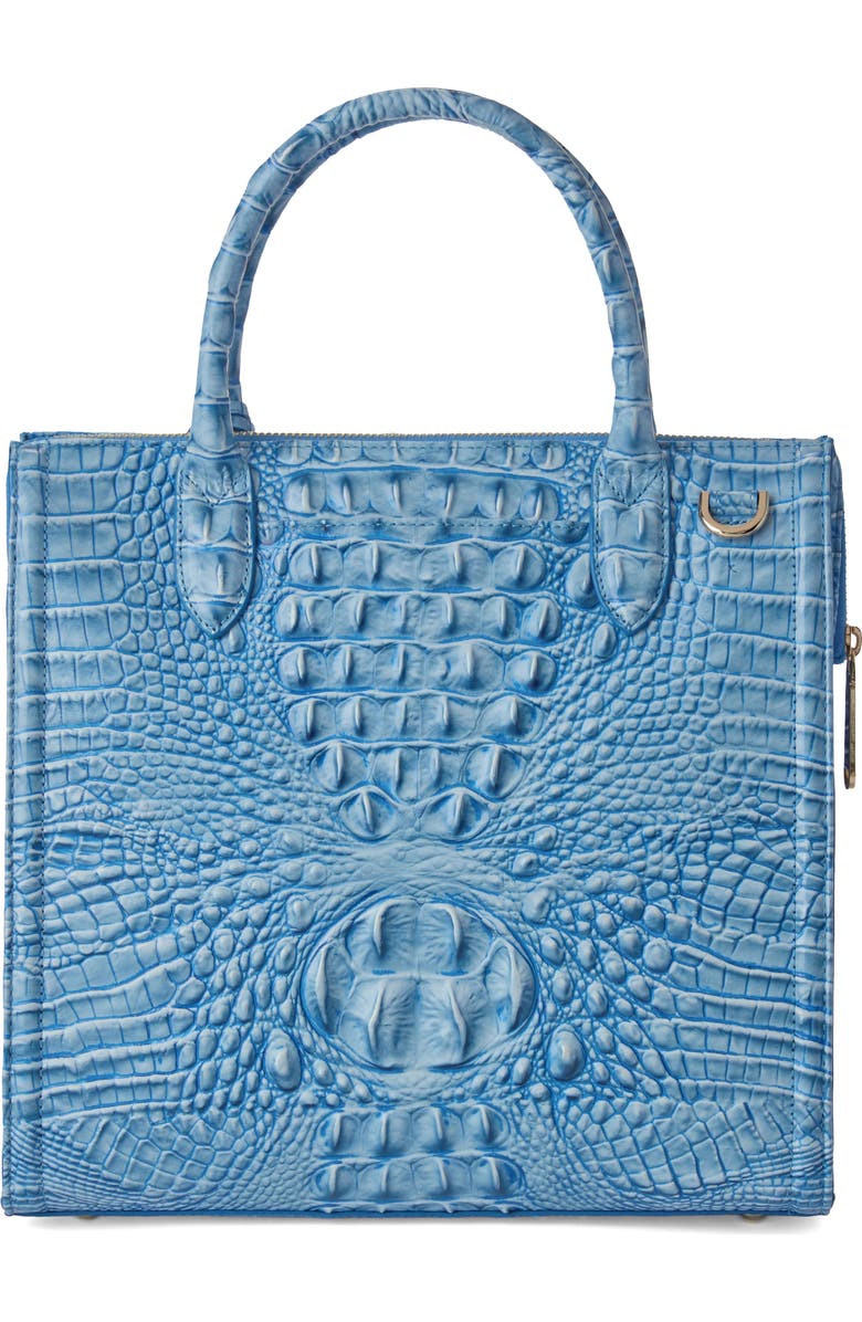 Brahmin Caroline Croc Embossed Leather Satchel, Alternate, color, Aura Blue