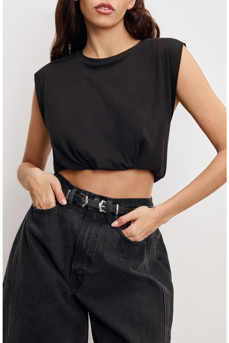 Gathered Hem Muscle Top, Main, color, BLACK001