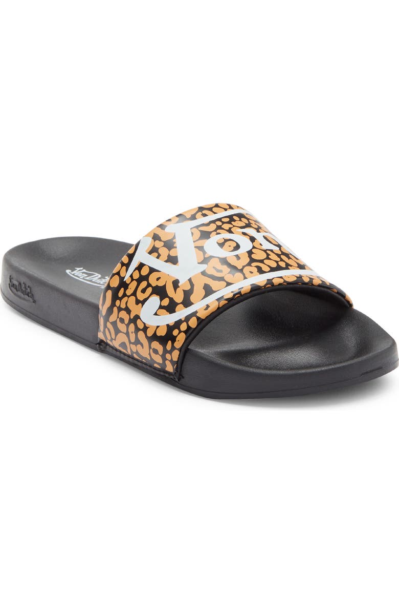 Von Dutch Prowl Slide Sandal, Main, color, Black / Leopard