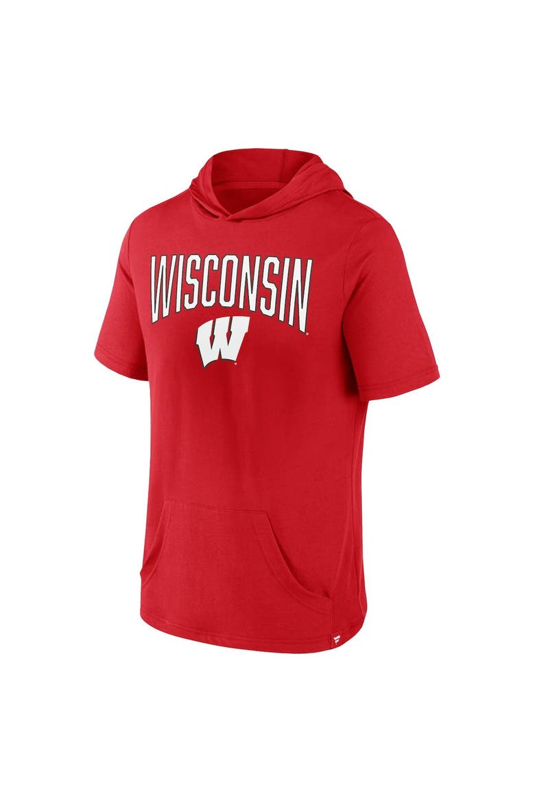 Men's Fanatics Branded Red Wisconsin Badgers Outline Lower Arch Hoodie T-Shirt, Alternate, color, Red