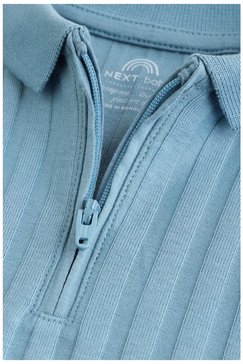 Rib Zip Polo & Shorts Set, Alternate, color, BLUE