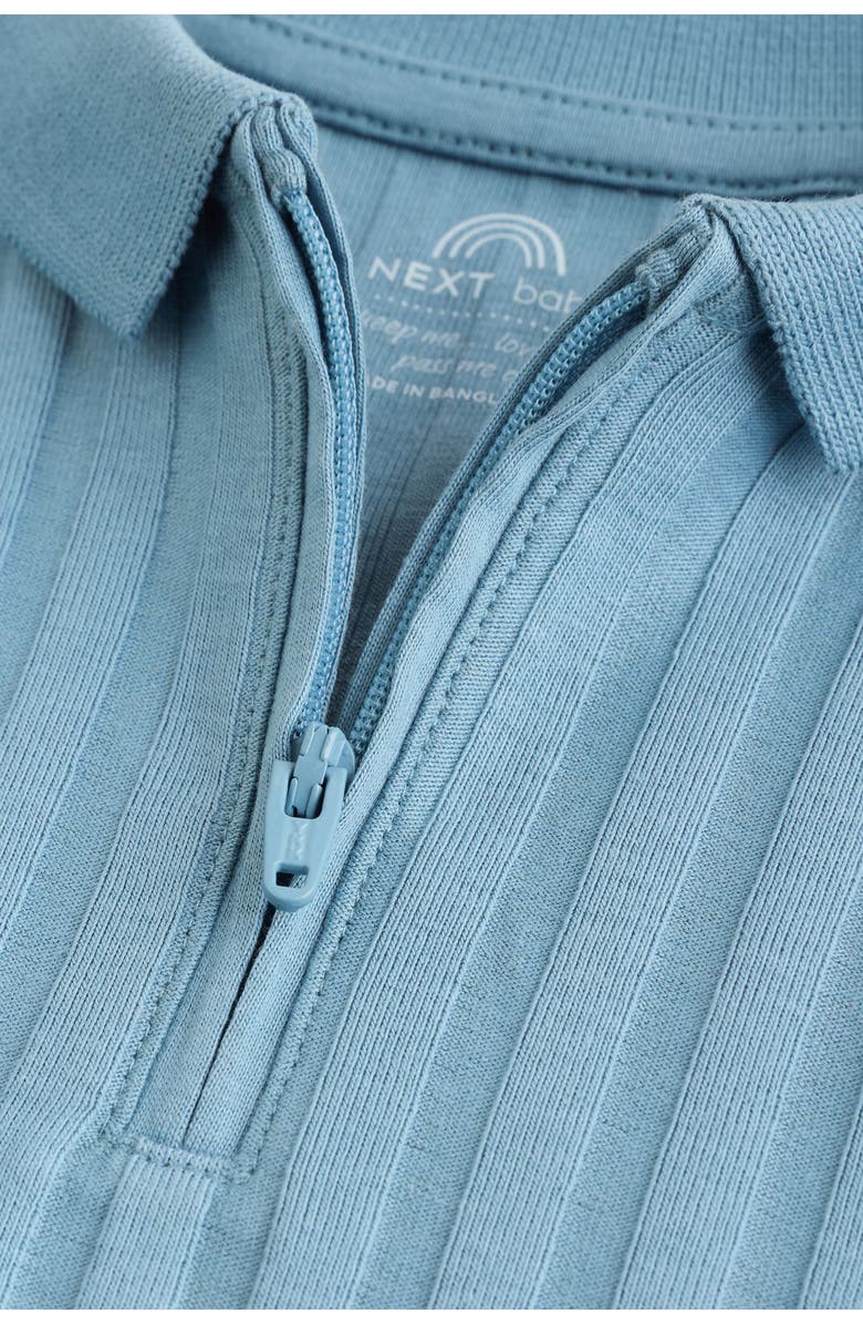 NEXT Rib Zip Polo & Shorts Set, Alternate, color, Blue