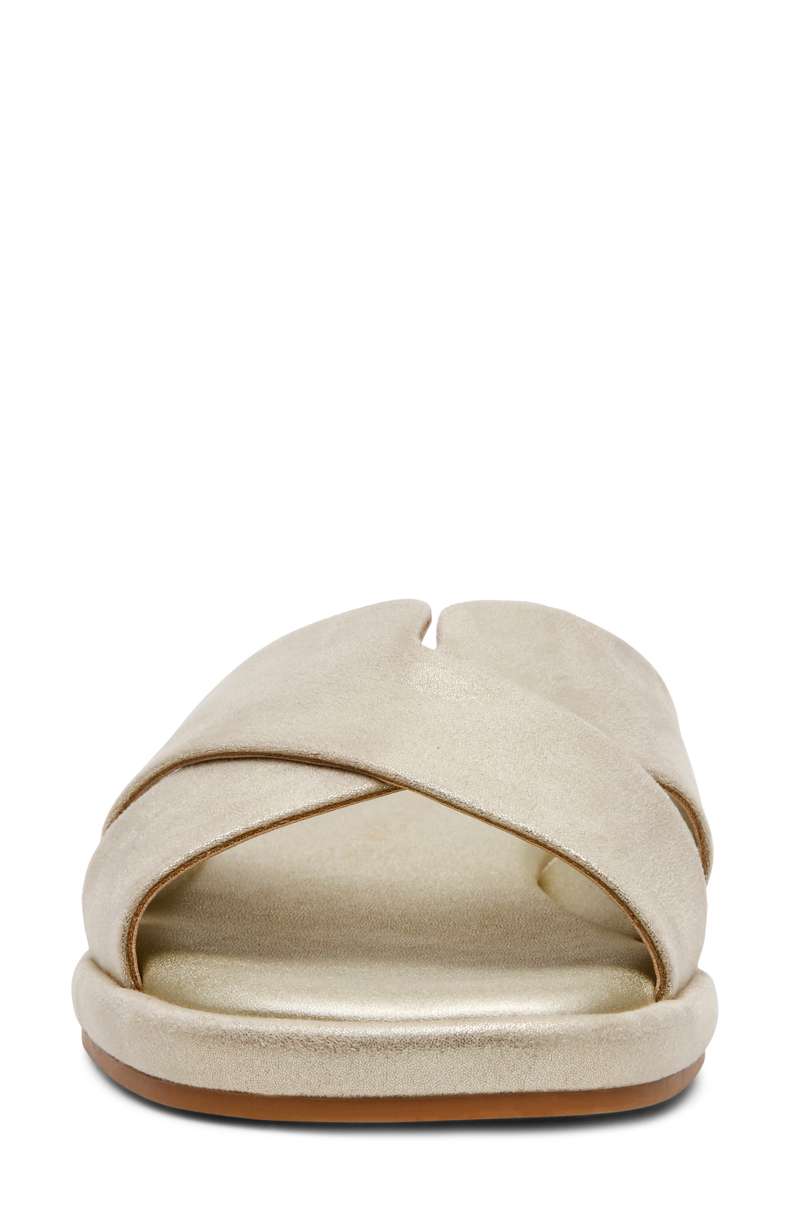 Anne Klein Khloe Crossover Strap Slide Sandal, Alternate, color, Platinum