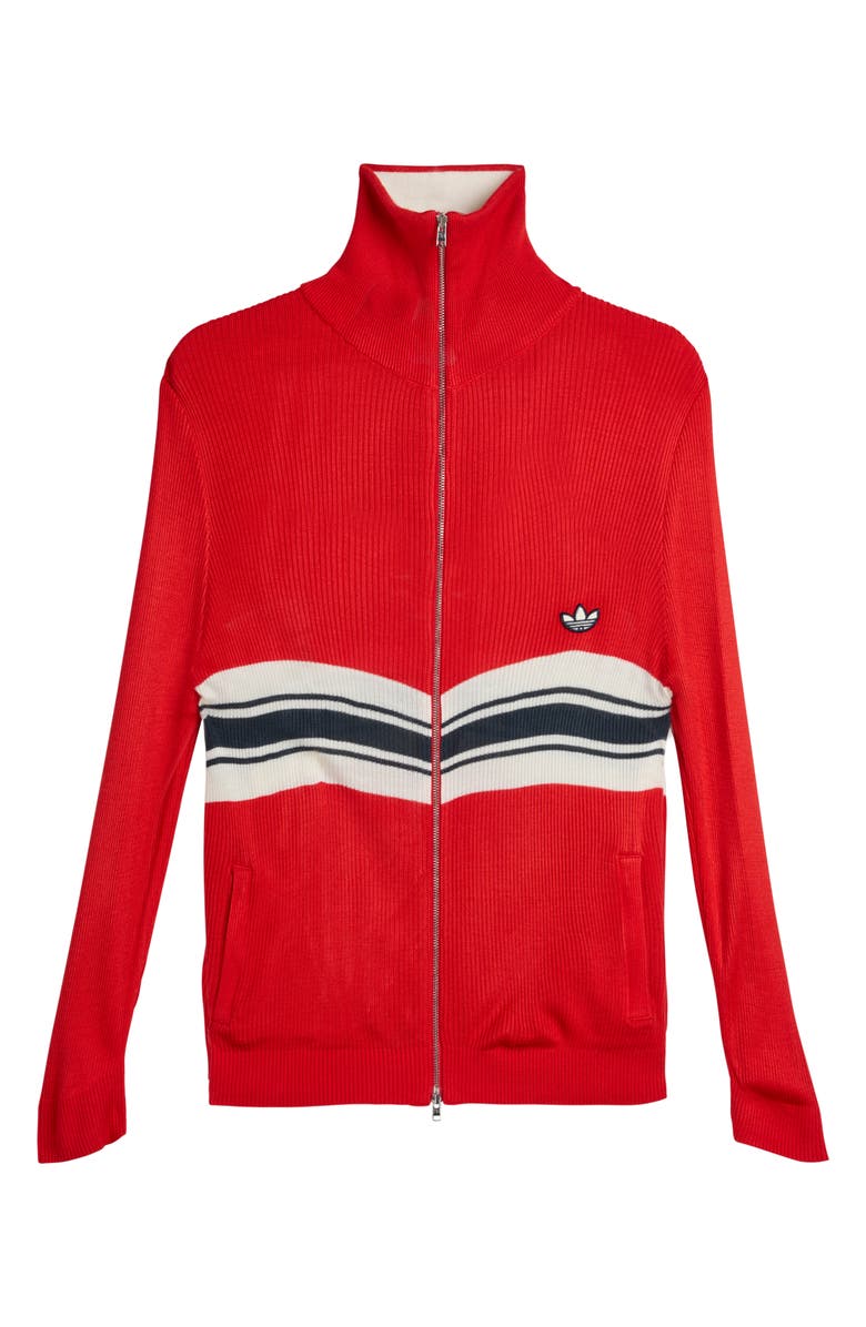 adidas x Wales Bonner Rib Knit Funnel Neck Track Top, Main, color, Better Scarlet