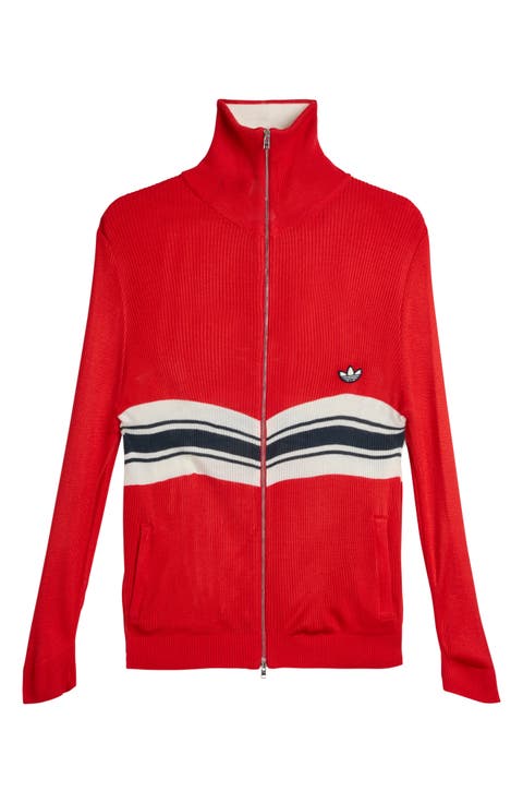 x Wales Bonner Rib Knit Funnel Neck Track Top