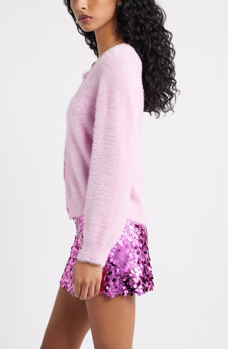 BP. Fuzzy Scoop Neck Cardigan, Alternate, color, Pink Flower