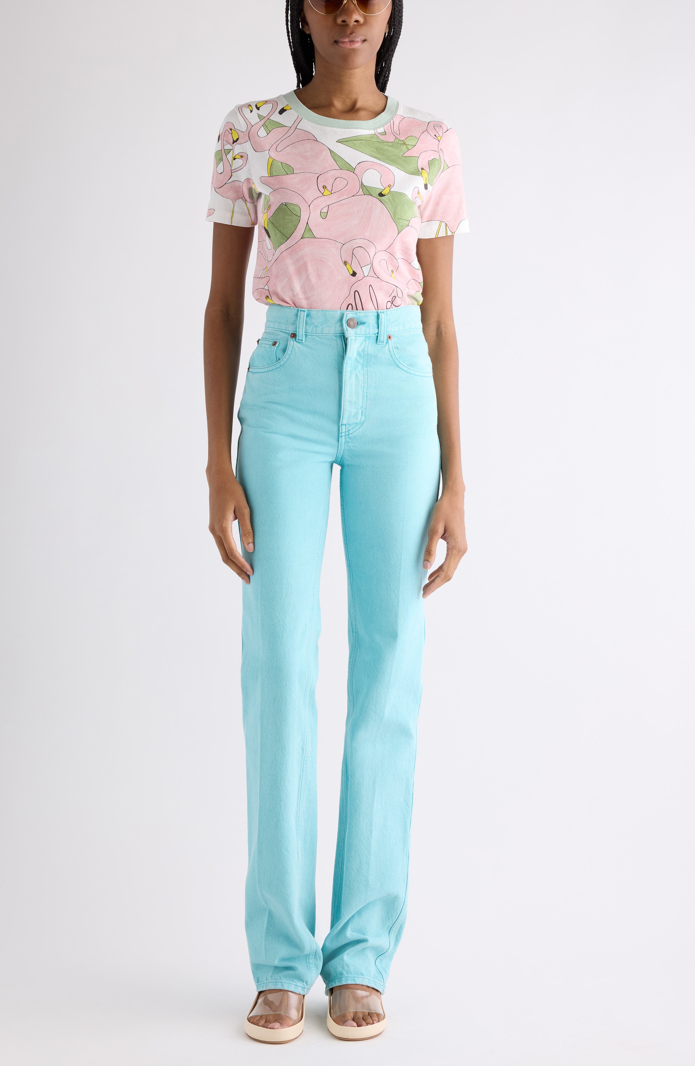 Flamingo Print Jersey Ringer T-Shirt - image 2
