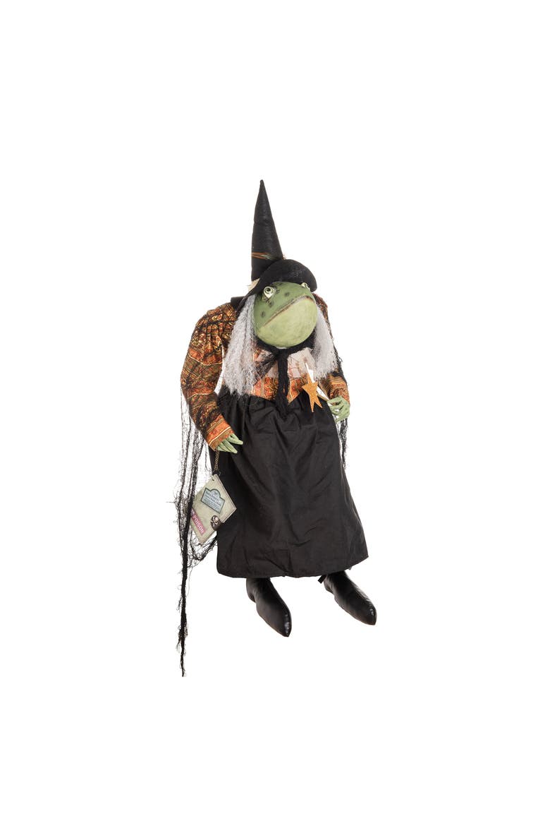 Winifred Toad Frog Witch Halloween Joe Spencer Gathered Traditions Figurine, Main, color, Black