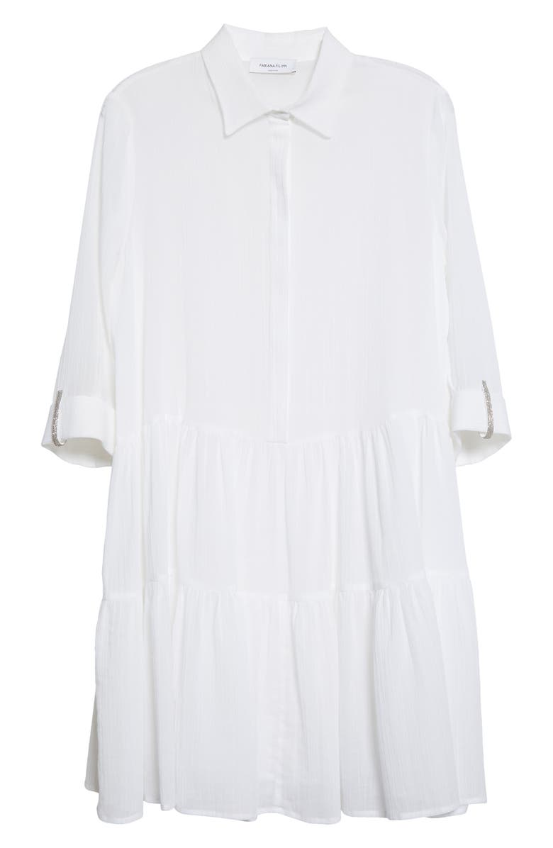Fabiana Filippi Tiered Cotton Shirtdress, Alternate, color, 