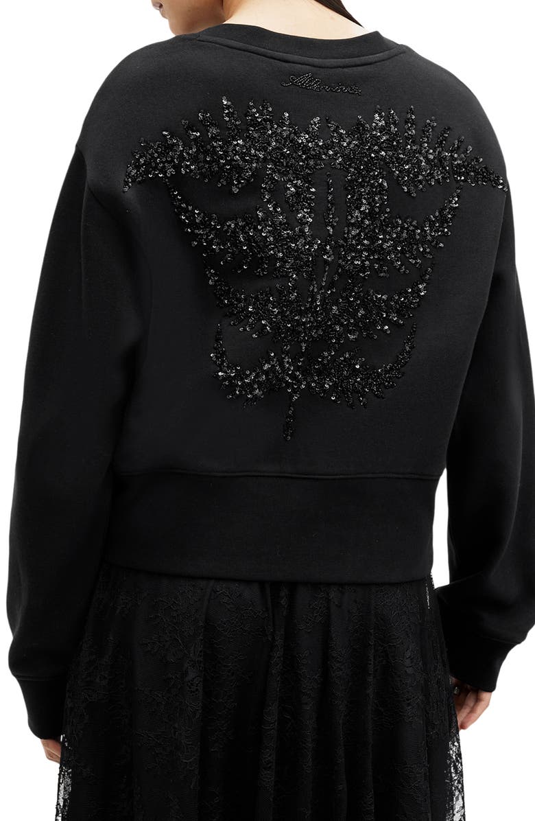 AllSaints Fern Embroidered Sweatshirt, Alternate, color,