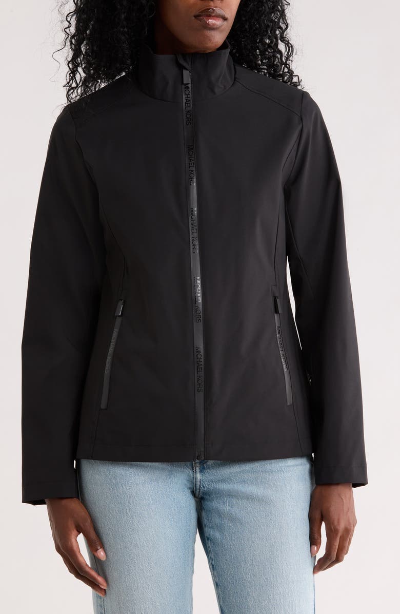 Michael Kors Zip Front Jacket, Main, color, Black