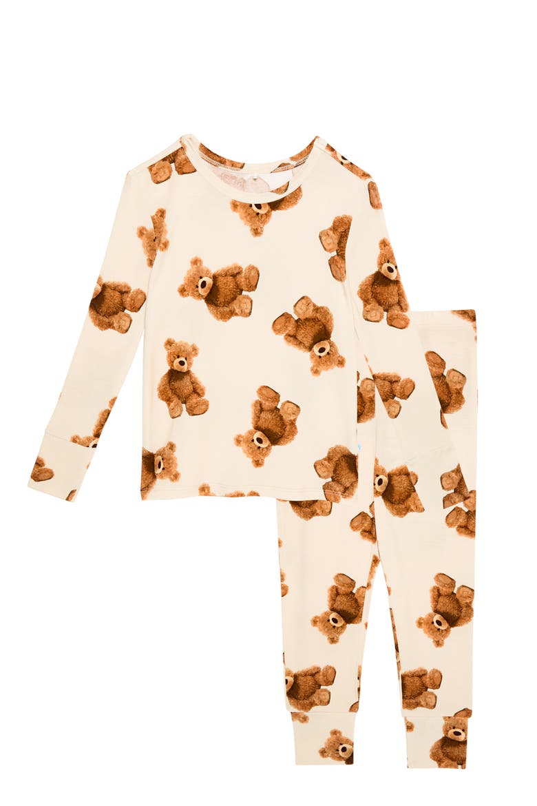 Kids' Print Fitted Two-Piece Pajamas, Main, color, BEIGE