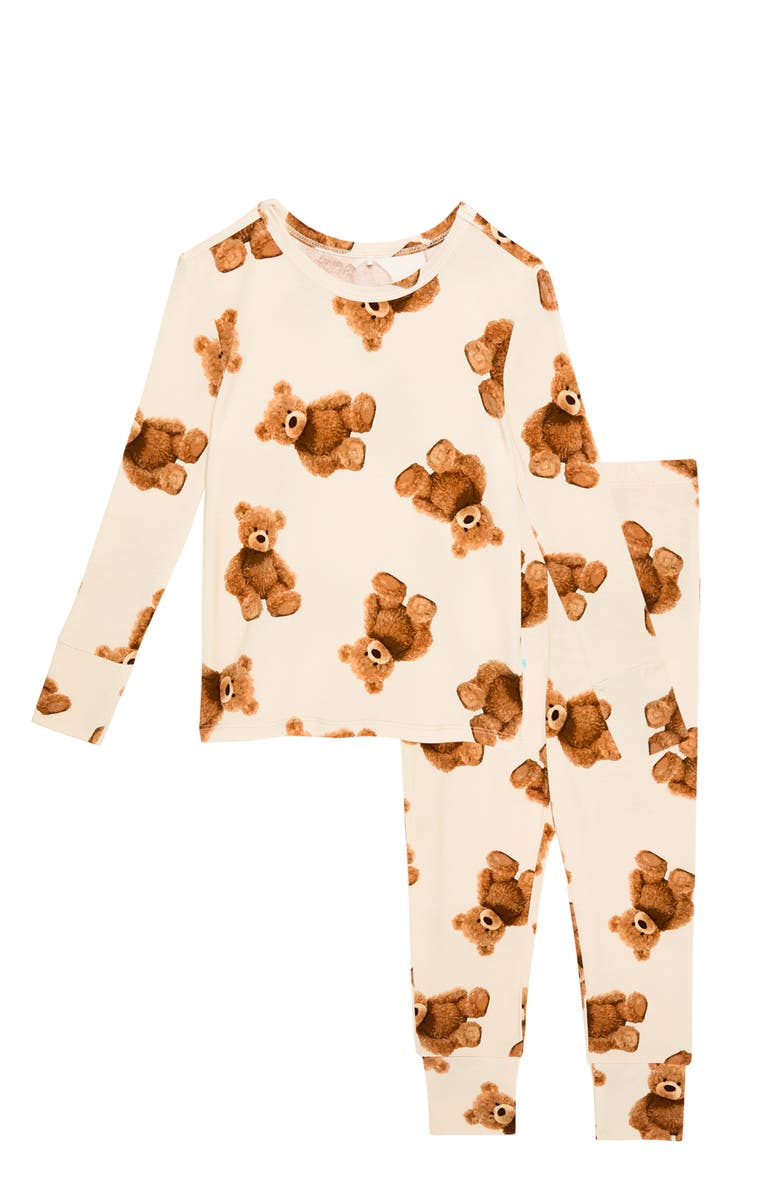 Posh Peanut Kids' Print Fitted Two-Piece Pajamas, Main, color, Beige