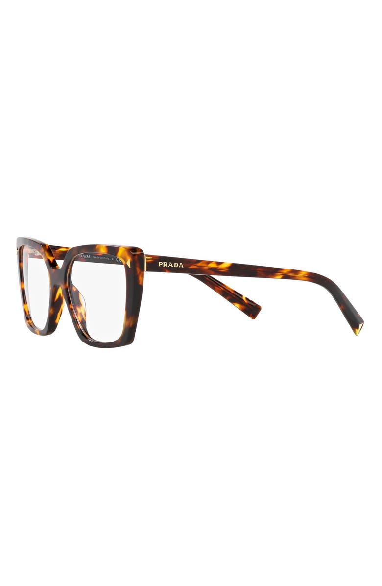 Prada 53mm Square Optical Glasses, Alternate, color, Havana Transparent