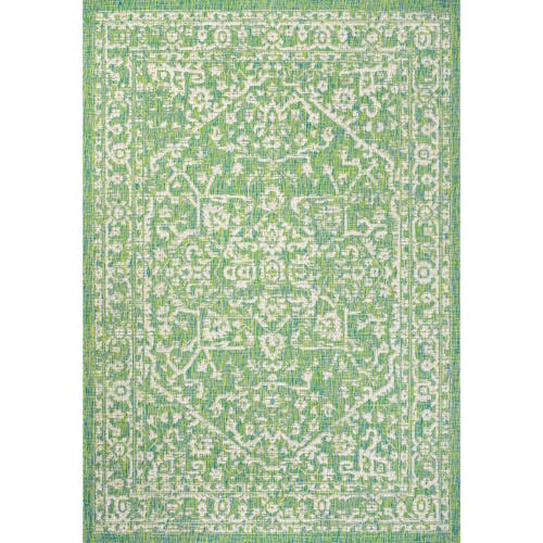 Jonathan Y Malta Bohemian Medallion Textured Weave Indoor/outdoor Area Rug In Cream/green