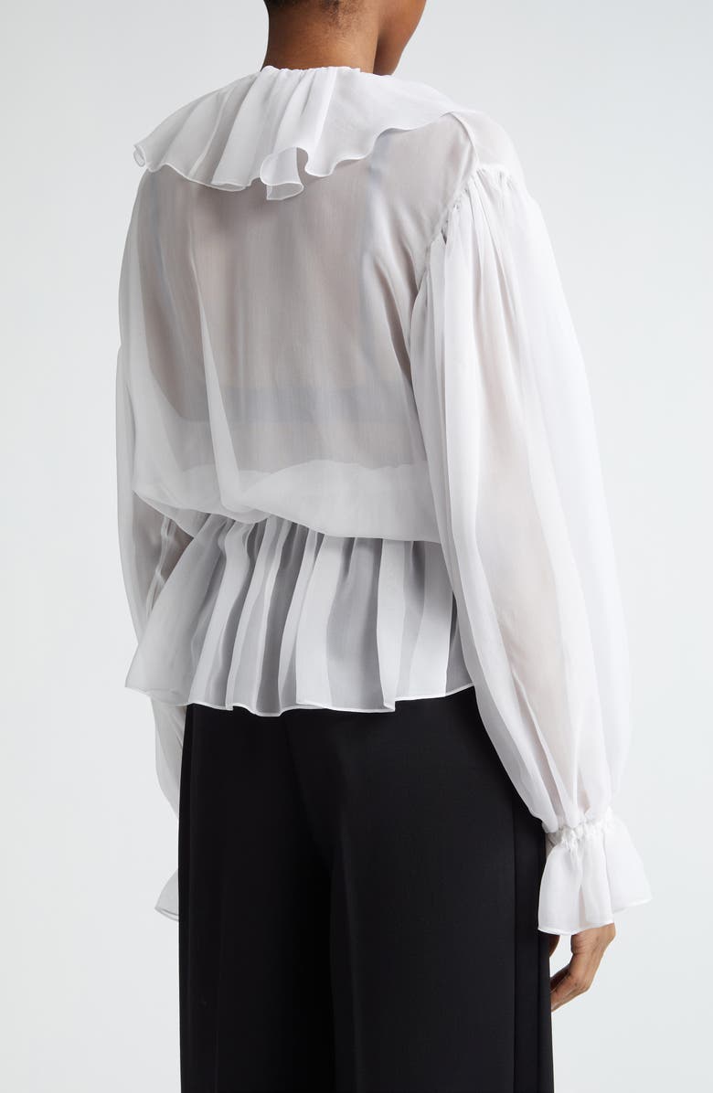 Dolce&Gabbana Ruffle Long Sleeve Silk Chiffon Top, Alternate, color, 