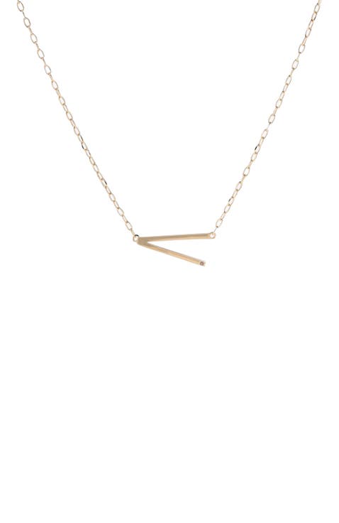 Gold Elongated Initial Pendant Necklace