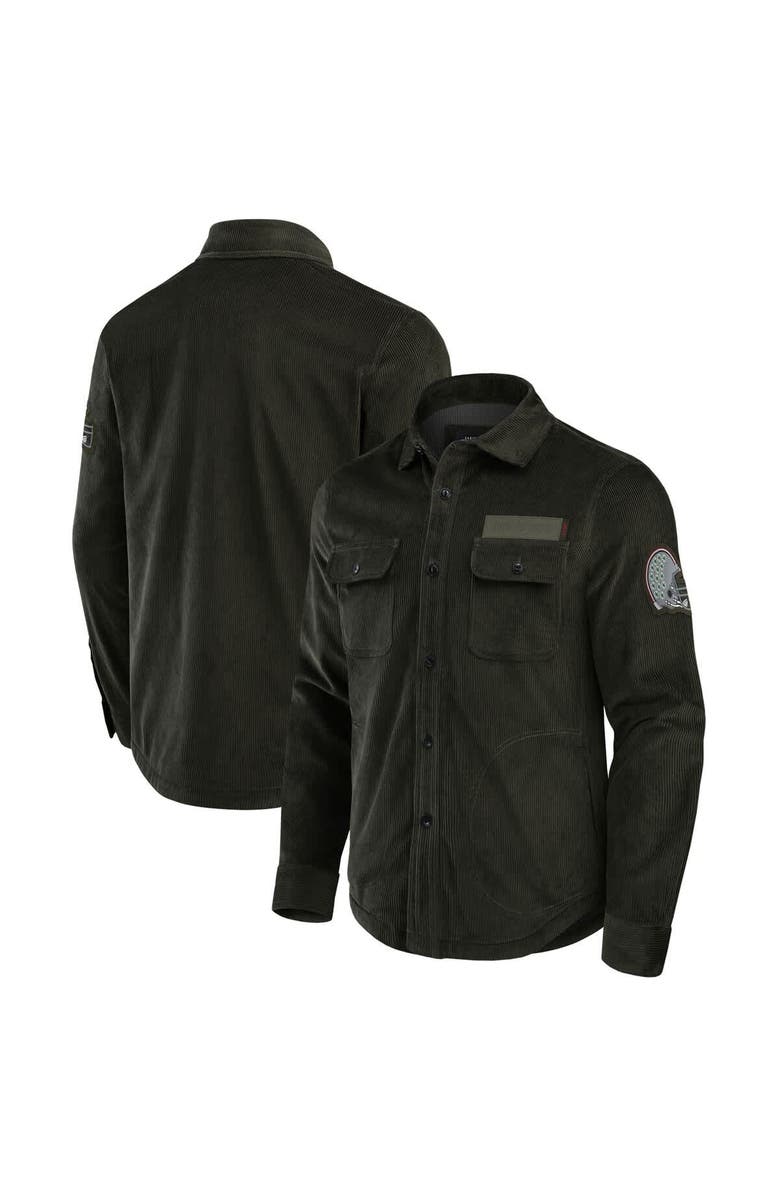 Darius Rucker Collection by Fanatics Men's Darius Rucker Collection by Fanatics Olive Ohio State Buckeyes Corduroy Full-Button Shacket, Main, color, Olive