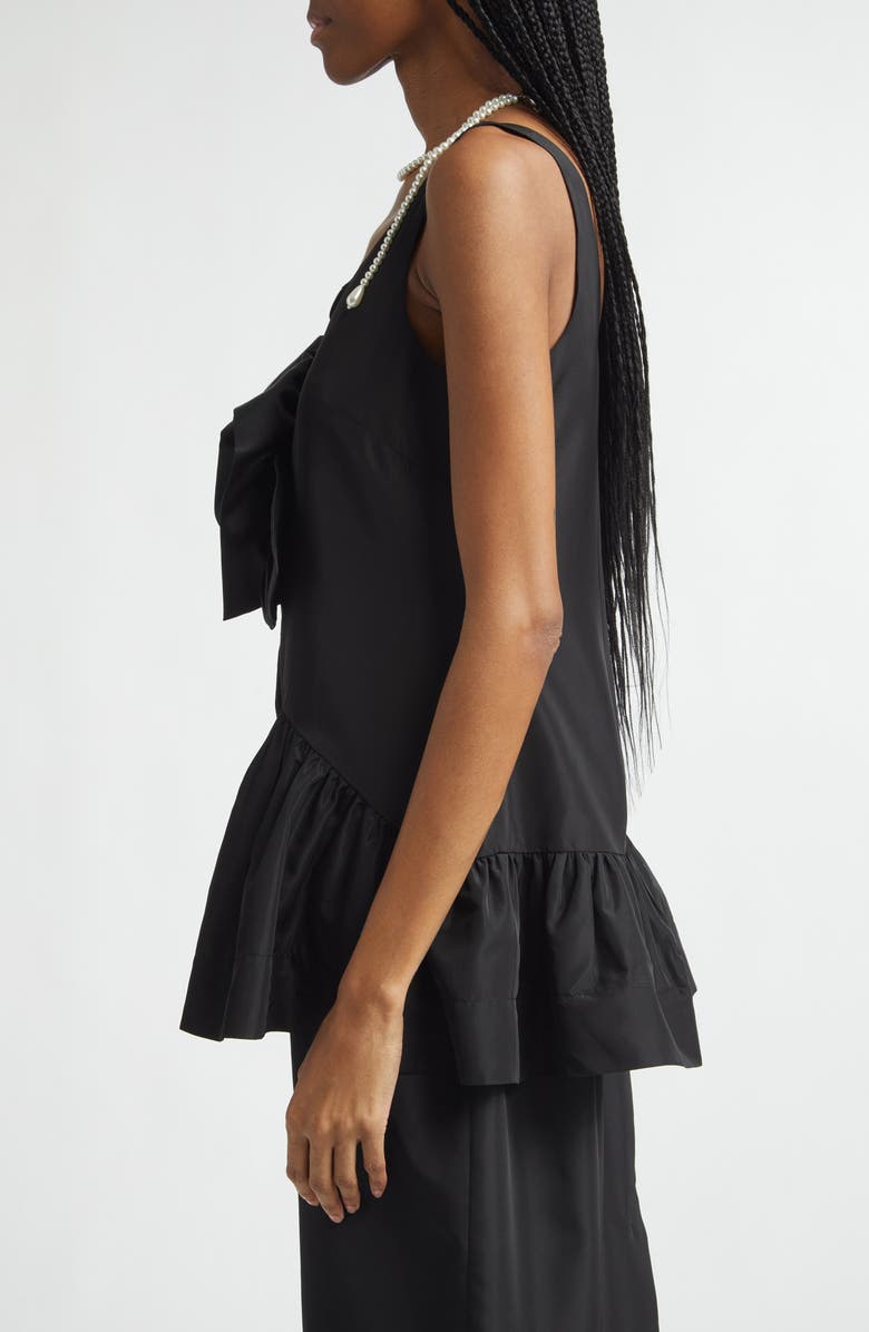 Simone Rocha Pressed Rosette Tilted Taffeta Peplum Top, Alternate, color, Black/ Black