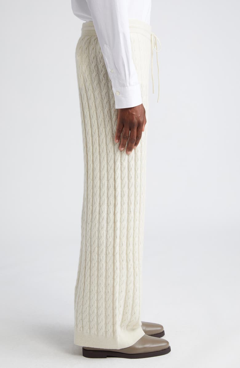 TOTEME Cable Knit Wide Leg Wool & Cashmere Pants, Alternate, color, 