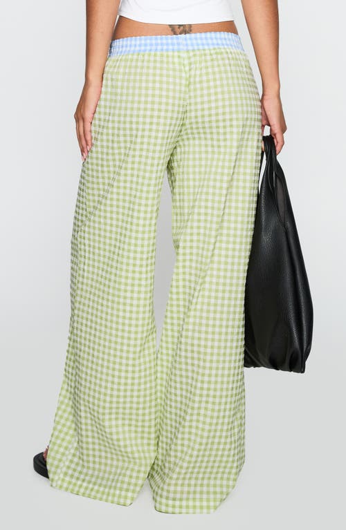 Princess Polly Neevie Check Wide Leg Pants In Green