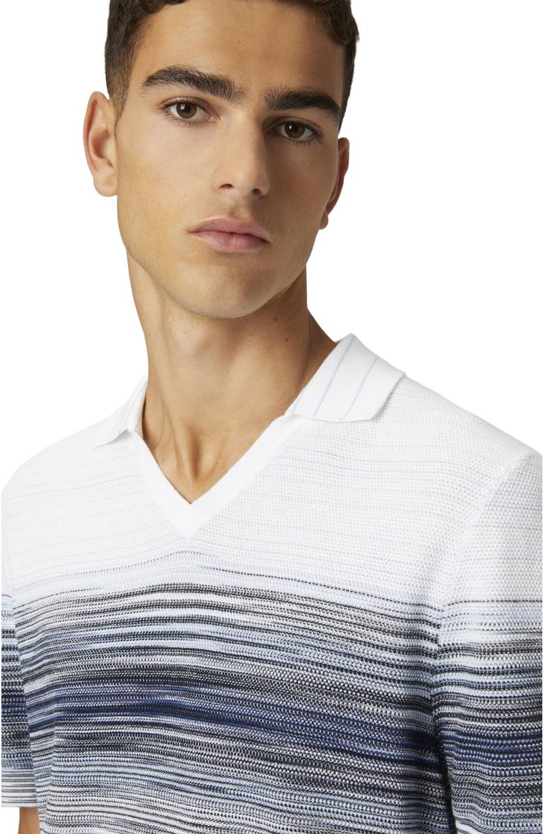 Missoni Honeycomb Cotton Knit Polo Shirt With Slub Detail, Alternate, color, White & Blue