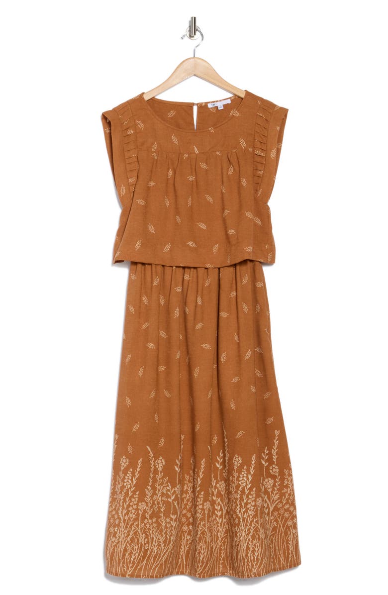 Pleated Sleeve Midi Dress