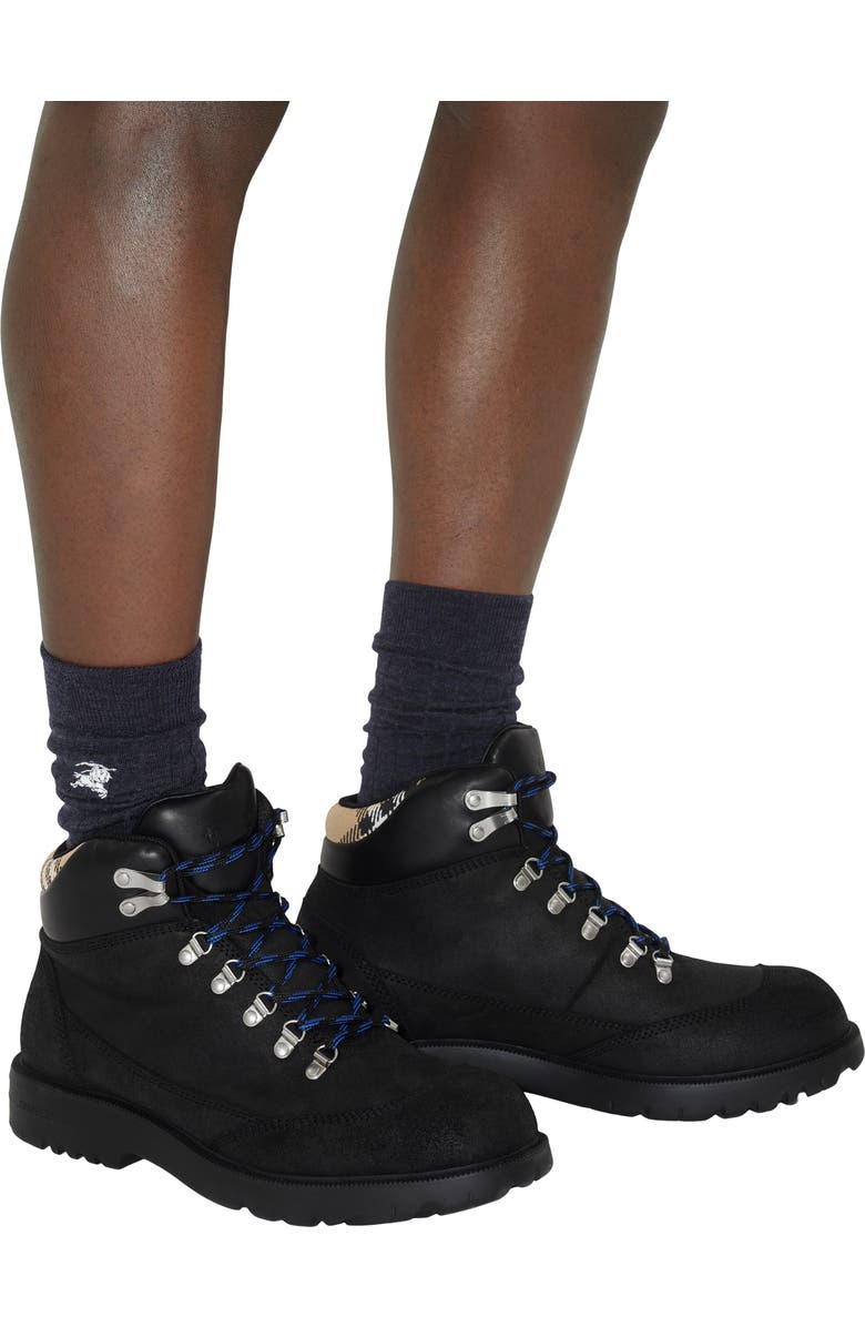 Burberry Suede Moor Hiking Boot, Alternate, color, Black