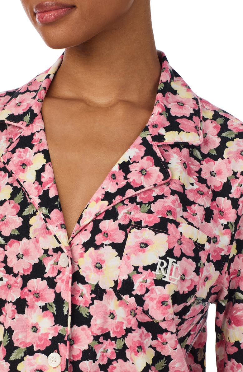 Lauren Ralph Lauren Cotton Blend Floral Print Pajamas, Alternate, color, Pink Floral
